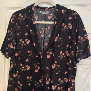 Reformation Dark Floral Dress with Pink Accents